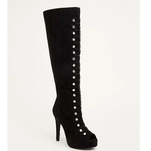 NWOT Torrid lace up stud peep toe heel boots